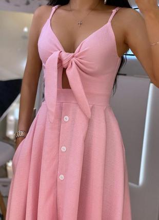 Женское летнее платье розовое5 фото