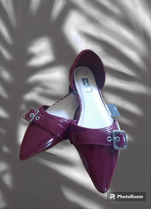 Очень красивые туфли новые балетки босоножкие лаковые цвета бургунди 36.5 primark