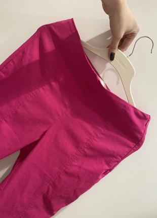 Яскраво-рожеві фуксія малинові штани брюки лосіни на високій посадці з розрізами віскоза h&m нові3 фото