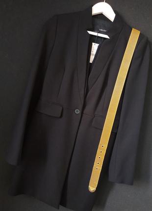Удлиненный классический жакет zara структурированный пиджак блейзер приталенный на подкладке однобортный без лацканов новый оверсайз широкие плечи