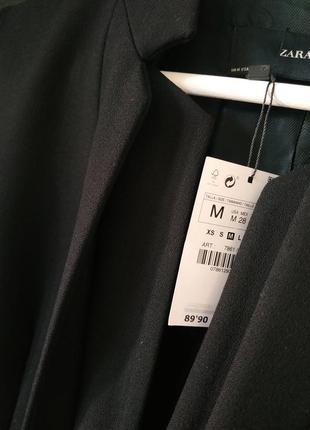 Подовжений класичний жакет zara структурований піджак блейзер приталений на підкладці однобортний без лацканів новий оверсайз широкі плечі6 фото