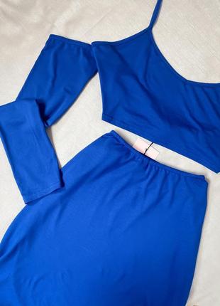 💙💛 синий вискозный комплект юбка и топ missguided10 фото