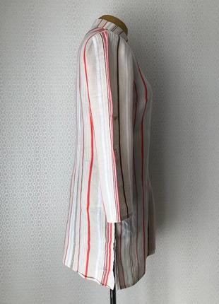 100% лен! платье - рубашка (летний кардиган) в полоску, размер 46-484 фото