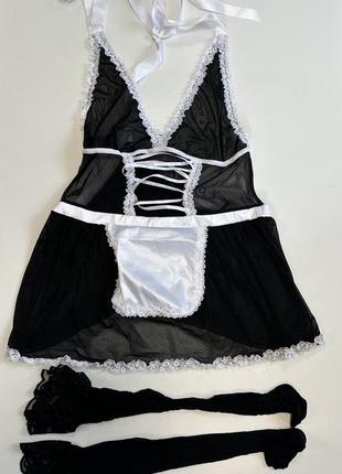 Рольовий костюм прибиральниця пеньюар та панчохи