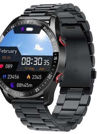 Чоловічий розумний смарт-годинник smart watch/фітнес браслет трекер lo439-1 чорний