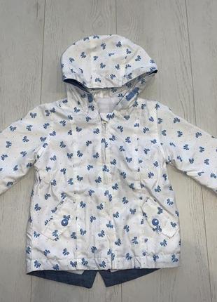 Детская курточка на девочку белая с бабочками кофта на замке f&f 6-9 м