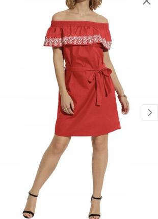 Сарафан-платье с воланом в насыщенно красном цвете2 фото
