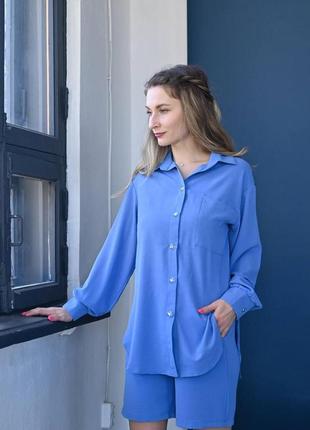 Женский костюм с шортами базовый черный белый синий коричневый желтый оранжевый зеленый малиновый7 фото