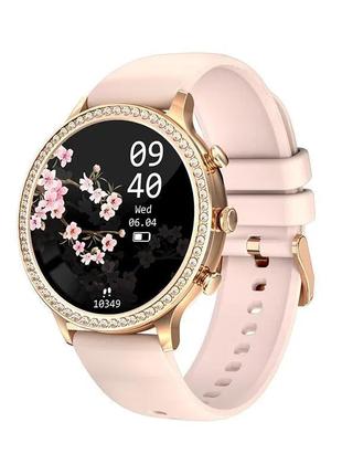 Женские умные смарт часы smart watch / фитнес браслет трекер fkr043 золотой-розовый