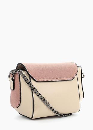 Нова чарівна сумочка пудрового кольору в комбінації зі світло-бежевим зі штучної шкіри бренду kw f5 фото