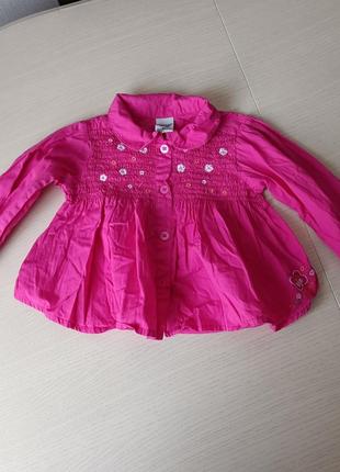 Блузка розовая для девочки на 2 года рост 92 см рубашка