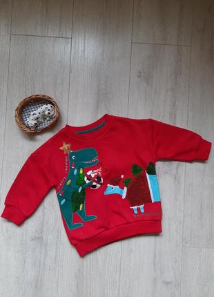 Новый новогодний свитерик свитшот 12-18 мес f&amp;f