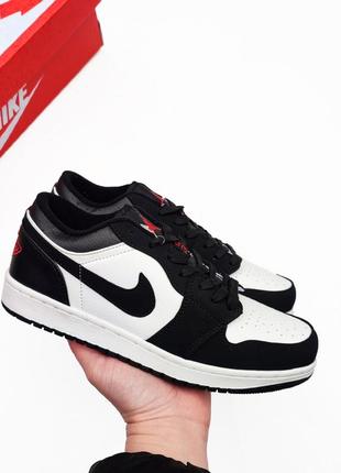 🔥мужские кроссовки nike air jordan 1 low black/white черные с белым🔥3 фото