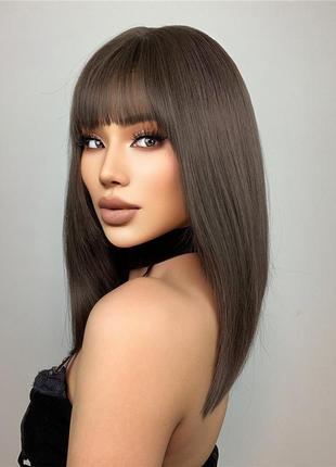 Парик💕шатен как натуральная 💕парик с чёлкой