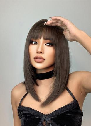 Парик💕шатен как натуральная 💕парик с чёлкой