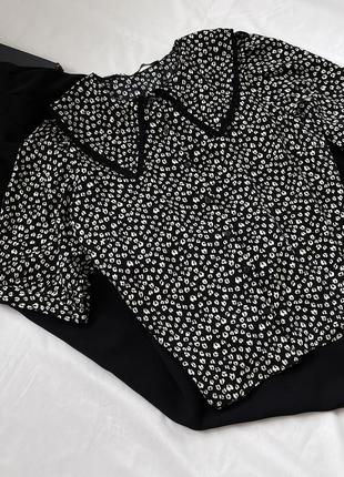 Блуза, блузка, блуза з мереживним коміром, блуза леопардова, блуза з відкладеним коміром1 фото