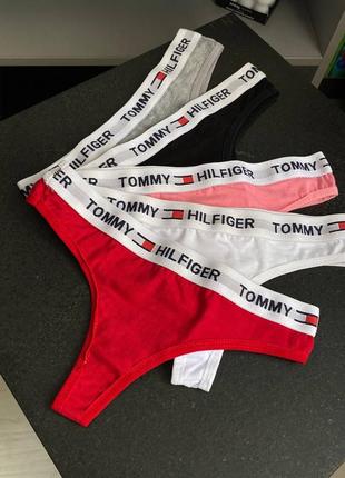 Женский набор стринг tommy hilfiger 5 шт + коробка