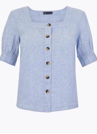 Блуза рубашка сорочка лляна льон льняна zara m&amp;s3 фото