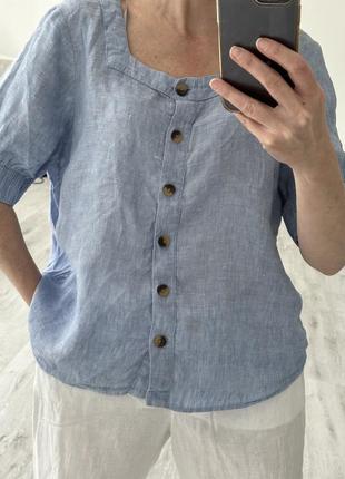 Блуза рубашка сорочка лляна льон льняна zara m&amp;s7 фото
