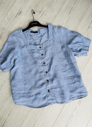 Блуза рубашка сорочка лляна льон льняна zara m&amp;s5 фото