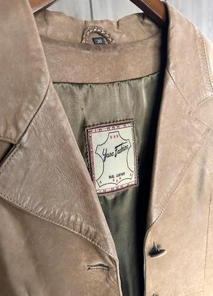 Винтажный блейзер, пиджак кожаный удлиненный кожа5 фото