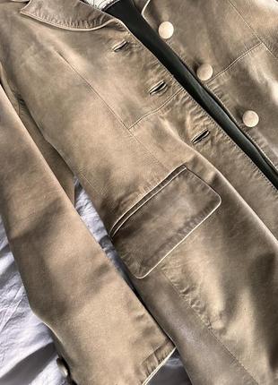 Винтажный блейзер, пиджак кожаный удлиненный кожа4 фото
