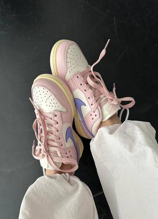 Nike sb dunk жіночі рожеві стильні кросівочки з перфорацією найк демісезон женские кроссовки розовые фиолетовые демисезонные весна лето осень
