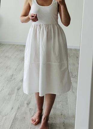 Платье платье хлопковое сарафан белый хлопковый zara3 фото