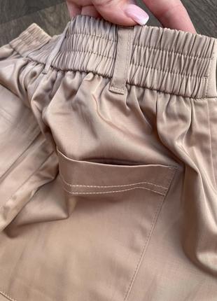 Бежевые карго брюки женские,снизу на заклепках7 фото