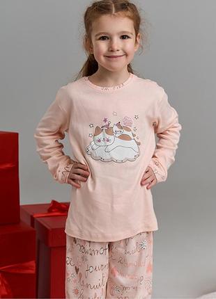 Пижама для девочки с штанами коты 122442 фото