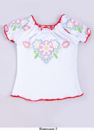 Красивая вышиванка в цветы, блуза вышита с коротким рукавом, вышиванка белая для девочки5 фото