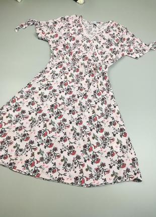 Плаття на запах літне, легка коротка сукня з квітковим принтом3 фото