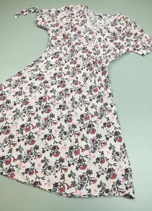 Плаття на запах літне, легка коротка сукня з квітковим принтом1 фото