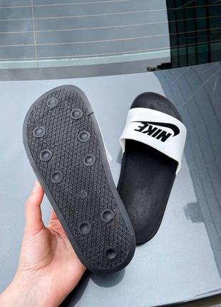 Жіночі тапки, шльопанці slippers nike black white найк / женские тапки, шлепанцы найки черно белые