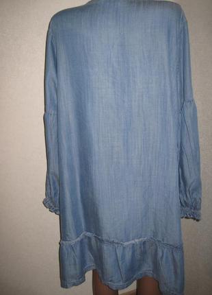 Голубое платье из лиоцелла с длинным рукавом fat face р-р1810 фото
