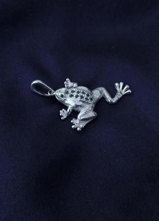 Подвес серебро 925 кулон серебряный лягушка 🐸 имп 30350
