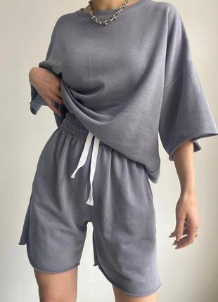 Костюм свободного кроя молочный - серый меланж - пепельный (серый однотон) - черный -...