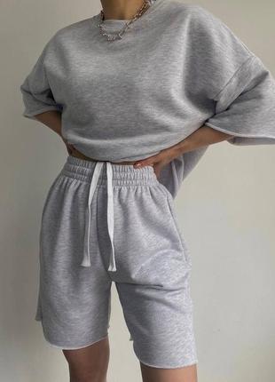 Костюм свободного кроя молочный - серый меланж - пепельный (серый однотон) - черный -...