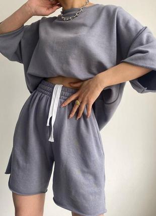 Костюм свободного кроя молочный - серый меланж - пепельный (серый однотон) - черный -...