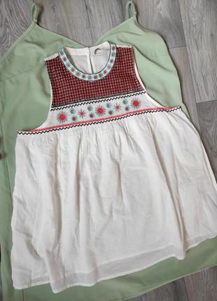 Натуральная блуза с вышивкой летняя стильная вышиванка нарядная3 фото