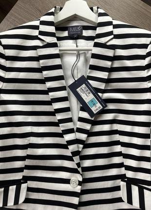 Жакет пиджак в черно-белую полоску marks &amp; spencer9 фото