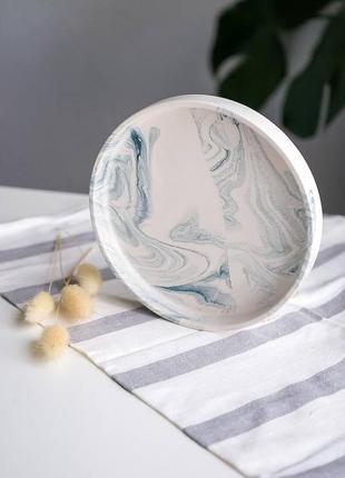 Декоративна гіпсова таця basic mini в техніці marble, фото реквізит для предметної зйомки d17см2 фото