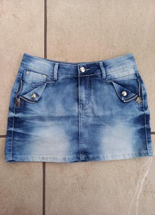 Спідниця джинсова блакитна міні коротка базова