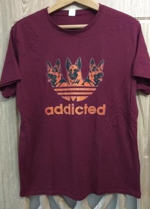 Футболка addicted , залежний , с зависимостью , шарж на аdidas