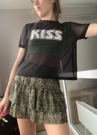 Прозора футболка сітка kiss мерч