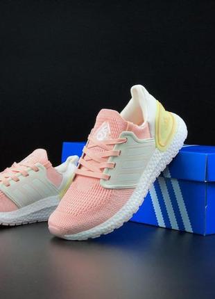 Летние женские розовые кроссовки в сетку adidas boost 🆕 адидас буст