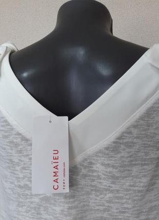 Комфортная,практичная,оригинальная брендовая молочная майка-блуза camaieu5 фото