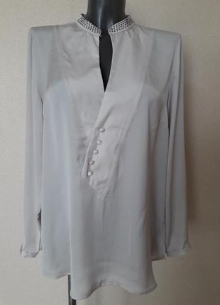 Элитная,шикарная,женственная нюдовая блуза anna scott,с вырезом горловины на запах2 фото