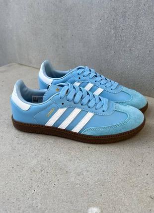 Популярные женские голубые кеды adidas samba 🆕 кроссовки адидас самба2 фото