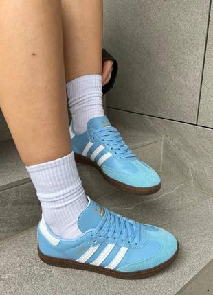 Популярные женские голубые кеды adidas samba 🆕 кроссовки адидас самба